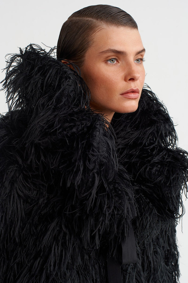 Nu Shawl Collar Fur Jacket Black