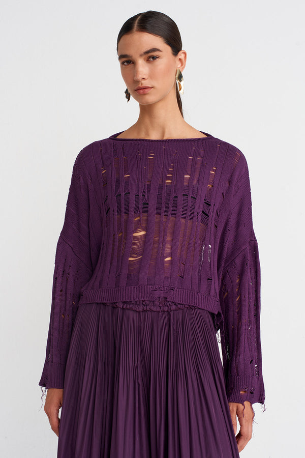 Nu Distressed Effect Sweater Violet