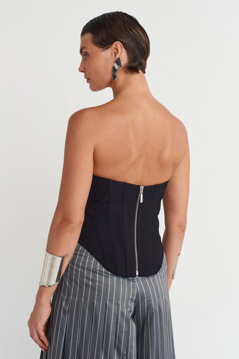 Nu Strapless Corset With Bust Cups Black