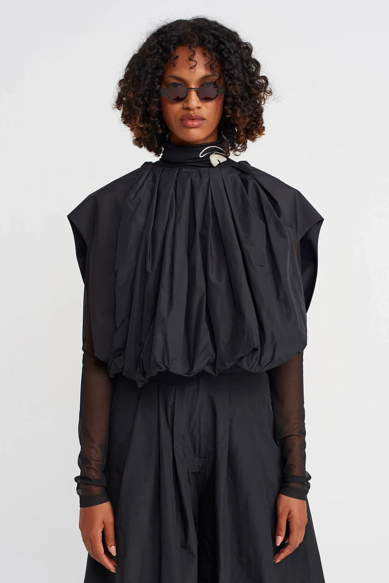 Nu Taffeta Balloon Blouse Black