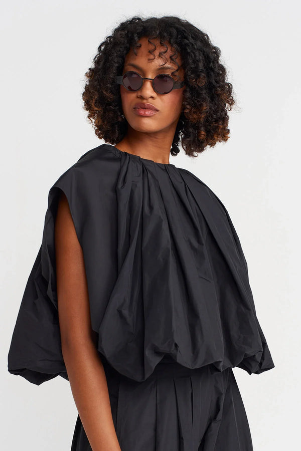 Nu Taffeta Balloon Blouse Black