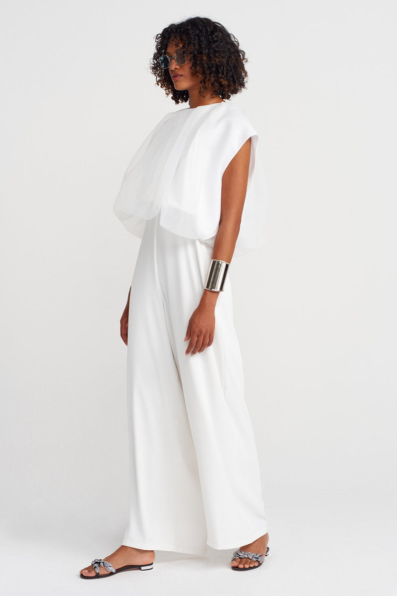 Nu Sleeveless Balloon Organza Blouse Off White