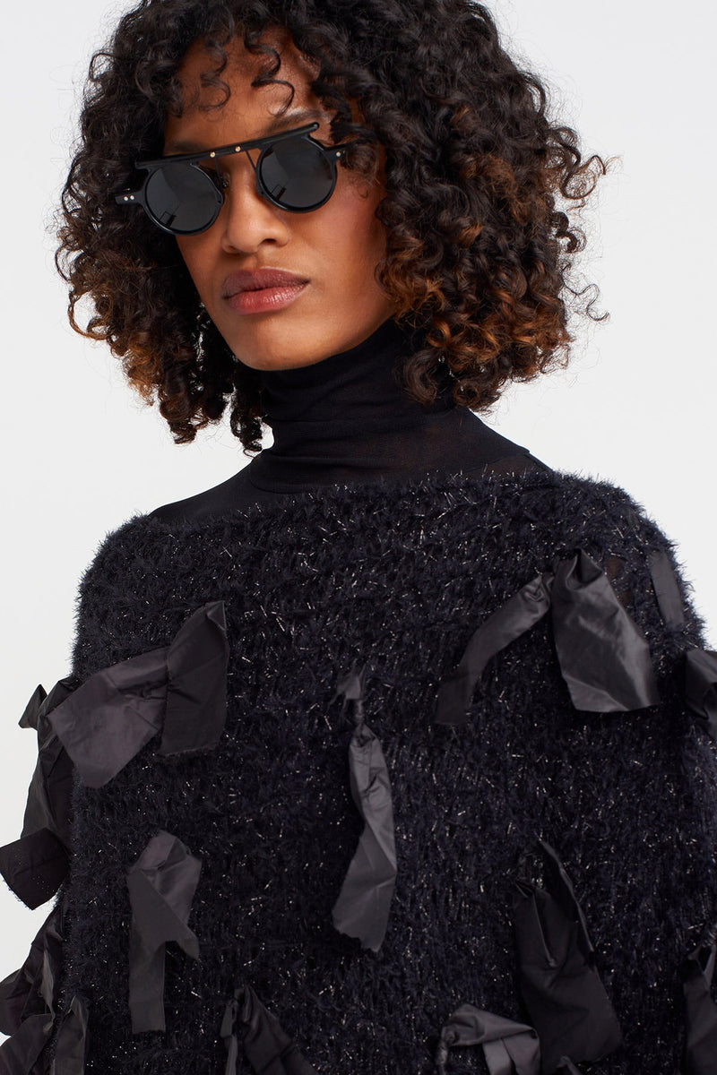 Nu Bow Detail Knit Sweater Black