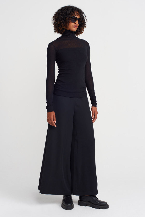 Nu Turtleneck Mesh Bodysuit Black