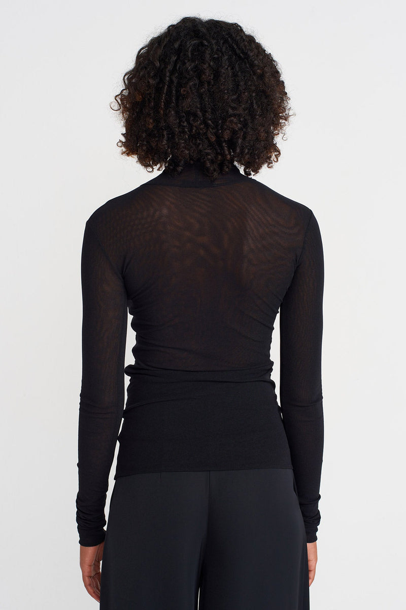 Nu Turtleneck Mesh Bodysuit Black
