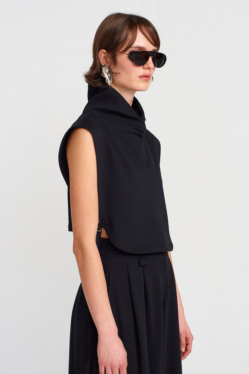 Nu Side Tie, Collared T-Shirt Black