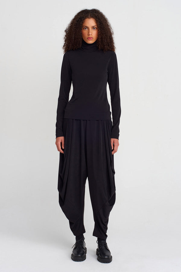 Nu Turtleneck Jersey Bodysuit Black