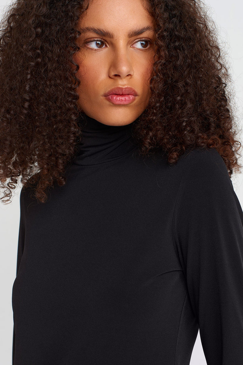 Nu Turtleneck Jersey Bodysuit Black