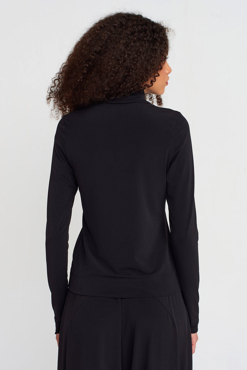 Nu Turtleneck Jersey Bodysuit Black