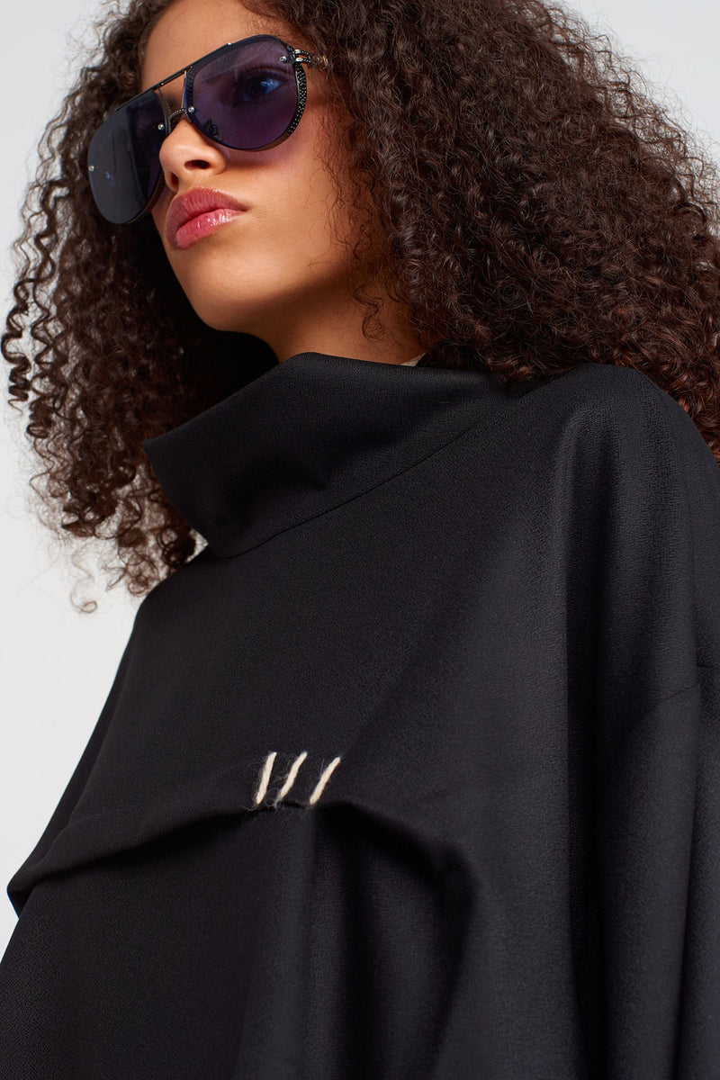 Nu Stitch Detail Long Sleeve Crop Top Black