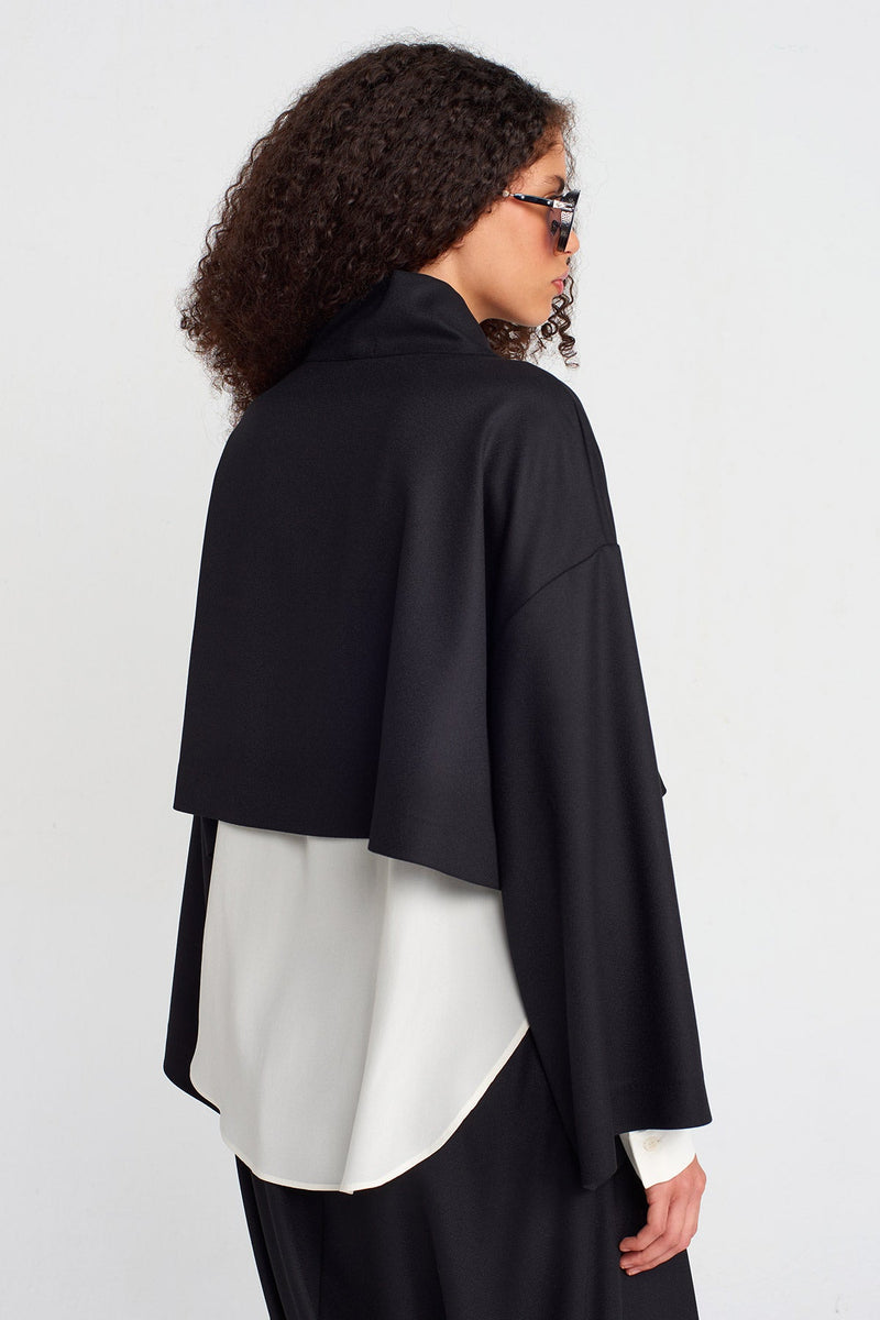 Nu Stitch Detail Long Sleeve Crop Top Black