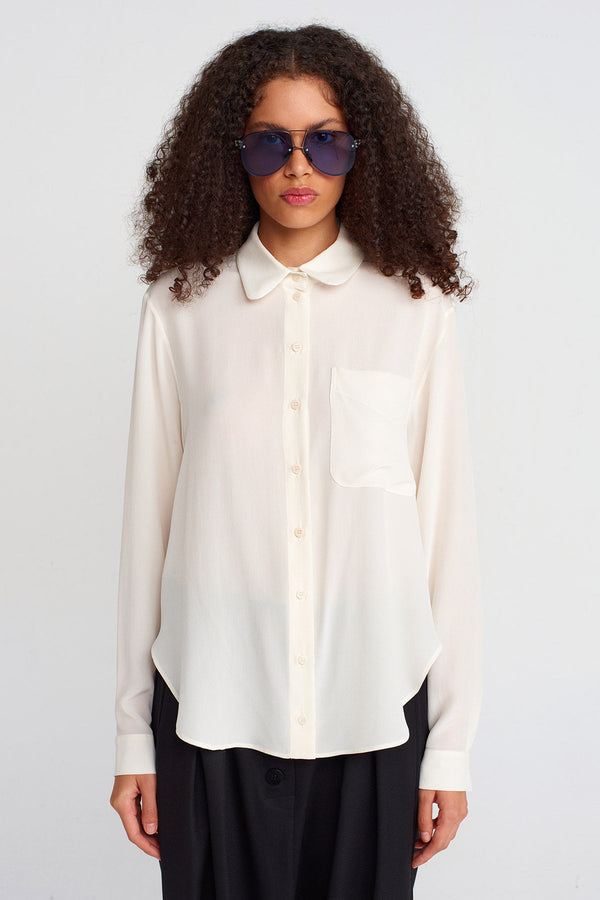 Nu Peter Pan Collar Crepe Shirt Natural