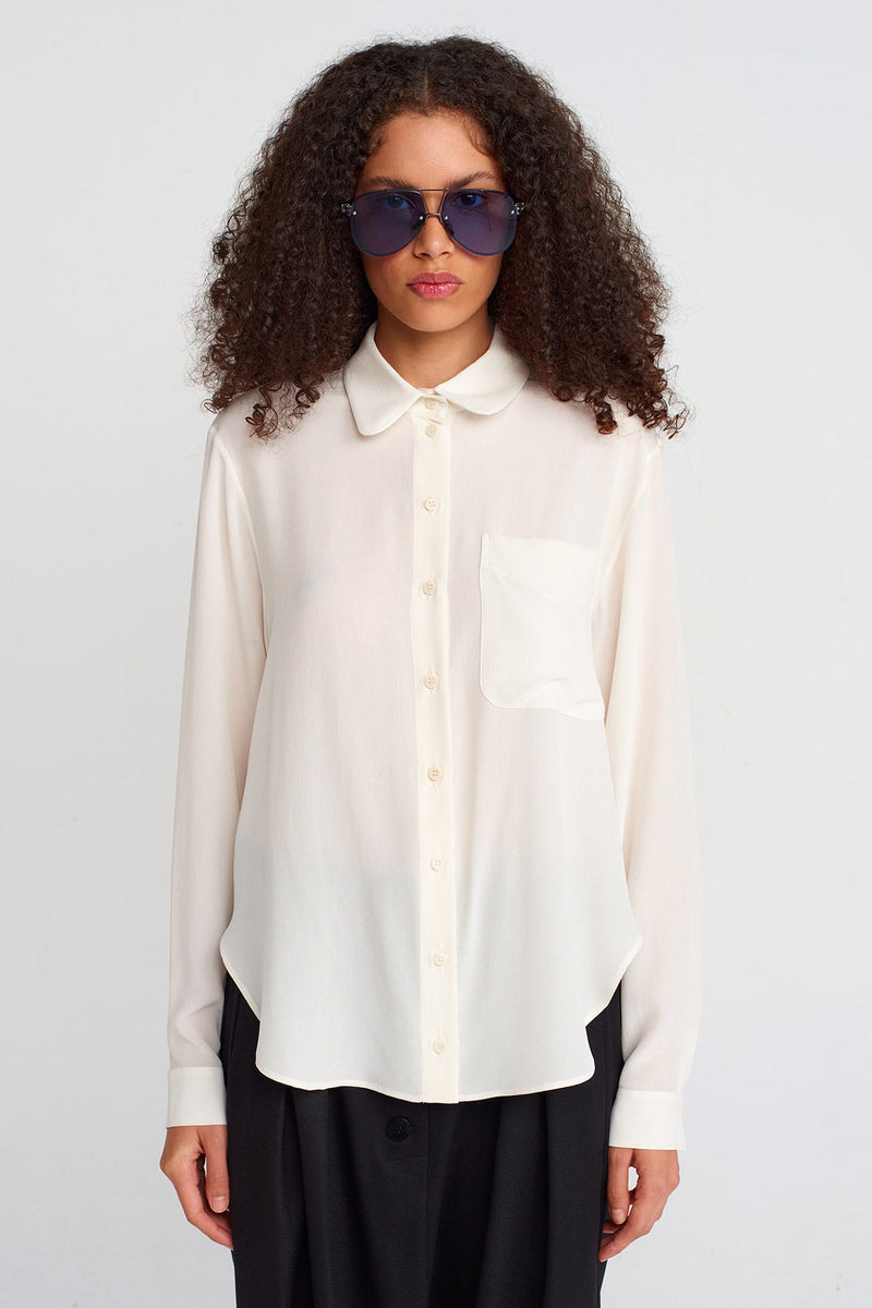 Nu Peter Pan Collar Crepe Shirt Natural