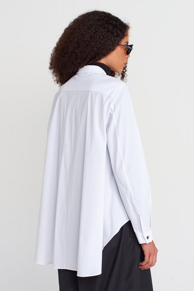 Nu Loose-Back Poplin Shirt Off White