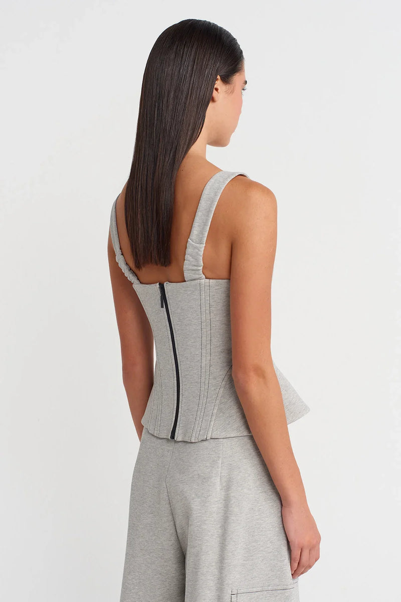 Nu Thick-Strap Corset Top Light Grey Melange