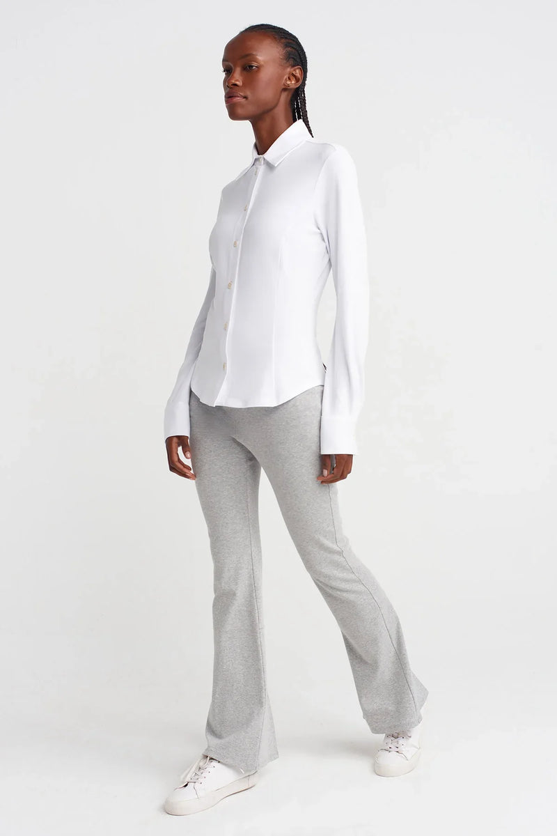 Nu Relaxed Fit Shirt With Waist Shaping Off White