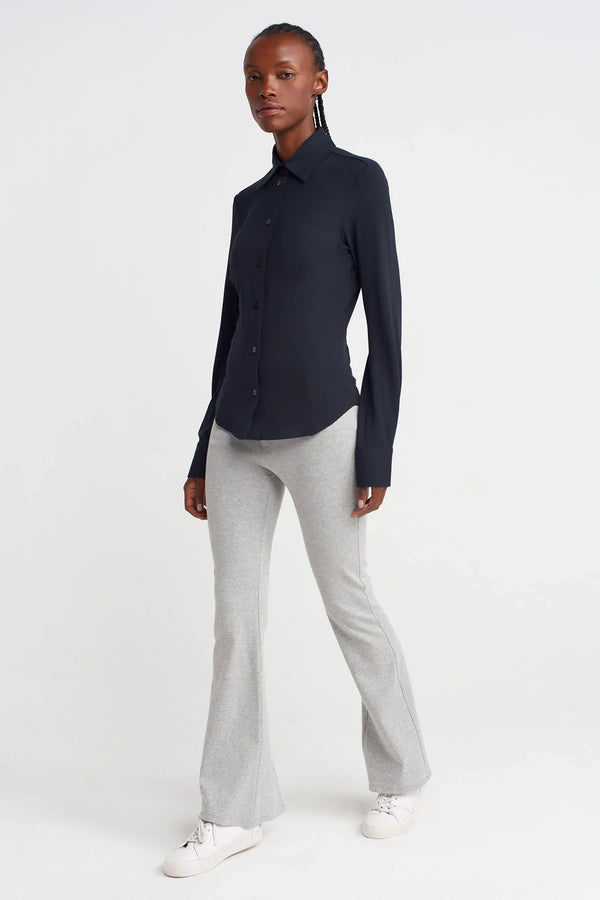 Nu Relaxed Fit Shirt With Waist Shaping Black