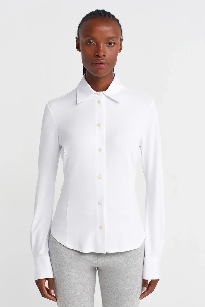 Nu Relaxed Fit Shirt With Waist Shaping Off White