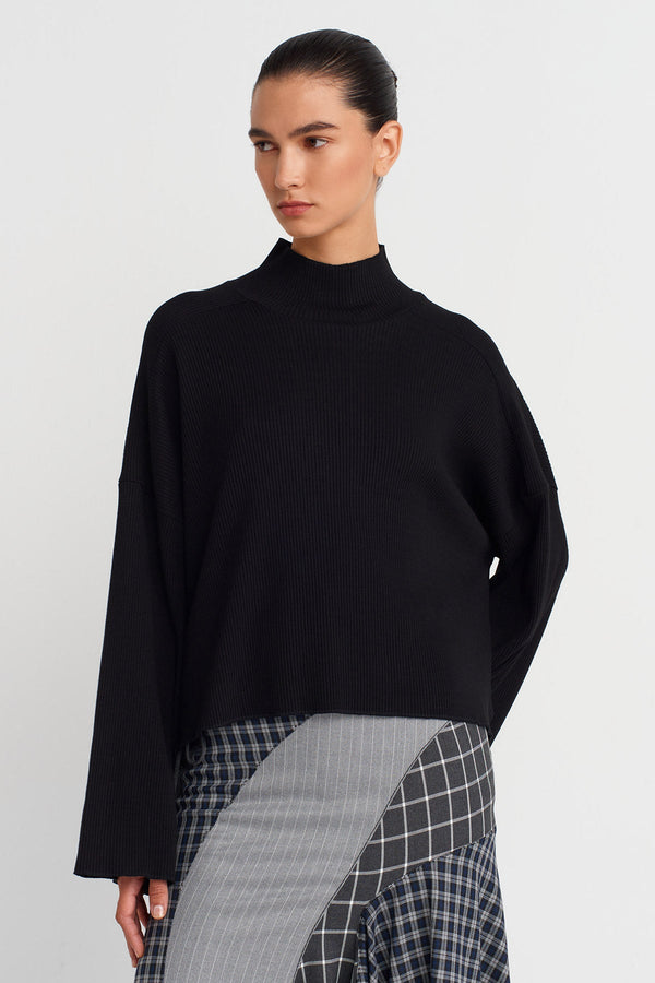 Nu Oversized Ribbed Blouse Black