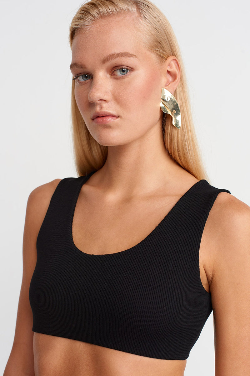 Nu Ribbed Crop Bodysuit Black