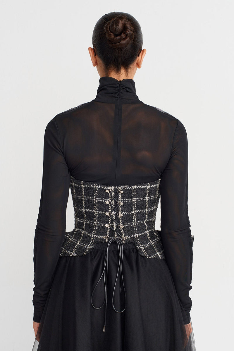 Nu Plaid Tweed Corset Grey/White