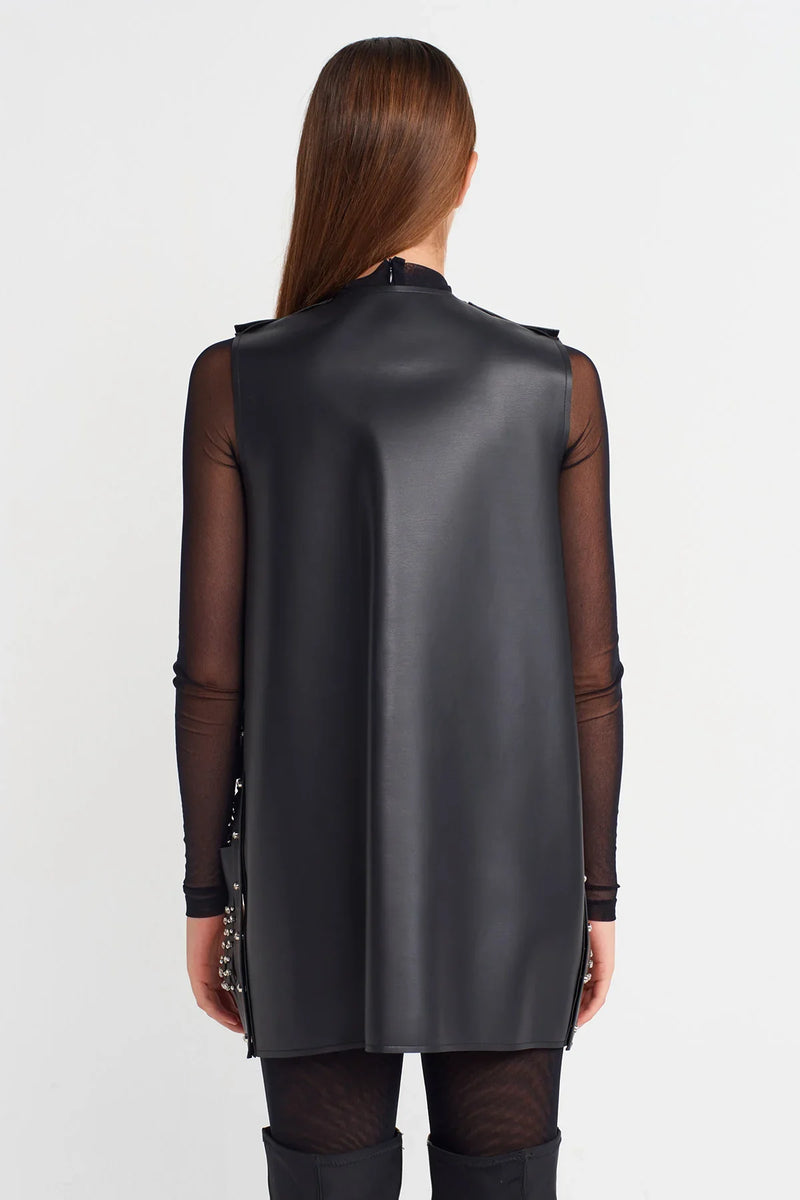 Nu Studded Leather Tunic Black