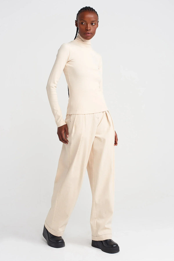 Nu Ribbed Turtleneck Bodysuit Natural