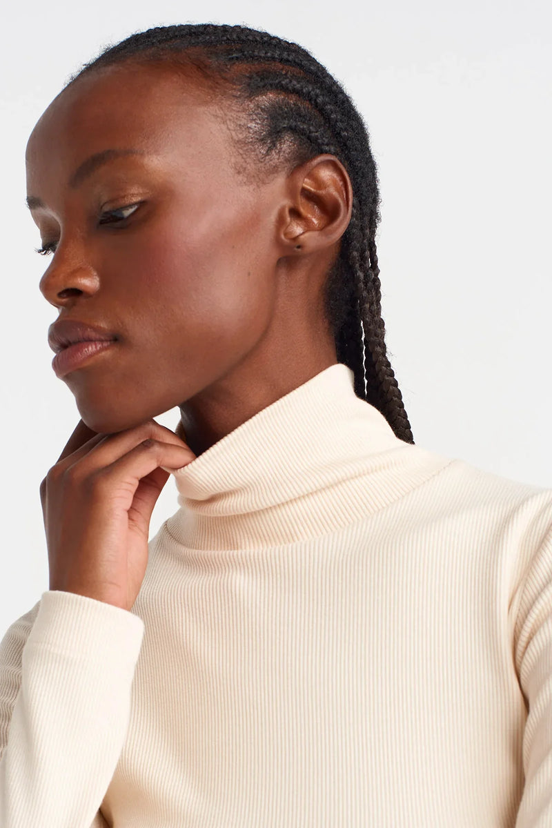 Nu Ribbed Turtleneck Bodysuit Natural