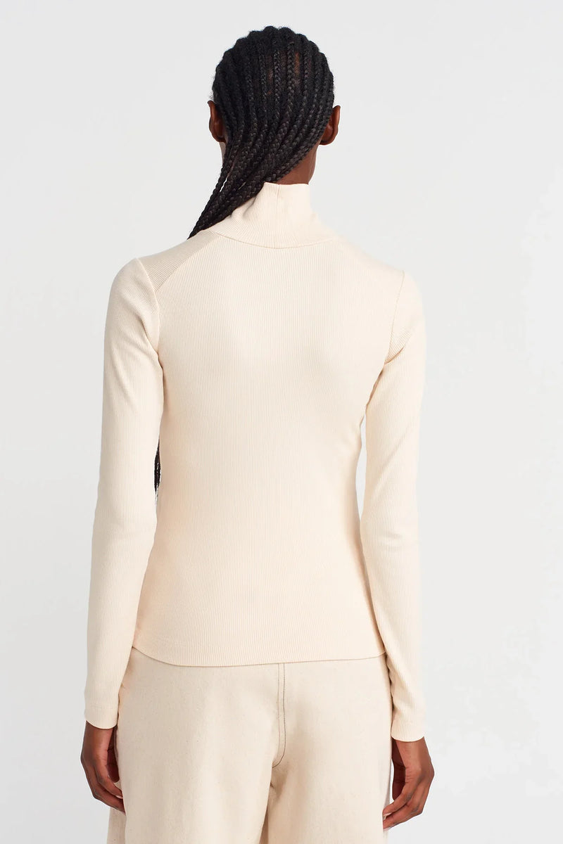 Nu Ribbed Turtleneck Bodysuit Natural