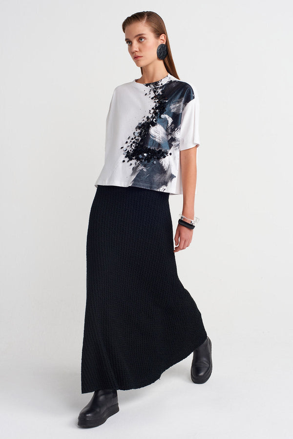 Nu Printed Basic T-Shirt Off White/Black