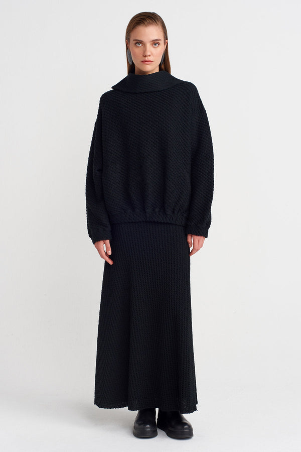 Nu  Jacquard Patterned Sweat  Black