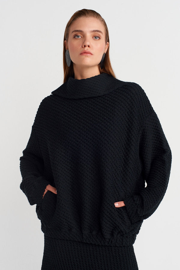 Nu  Jacquard Patterned Sweat  Black