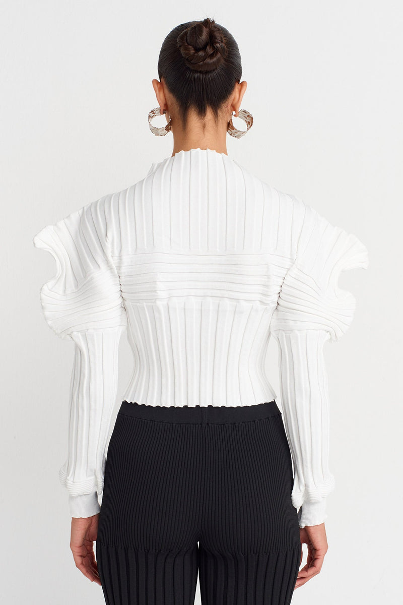 Nu Knitted Shoulder Detailed Blouse Off White