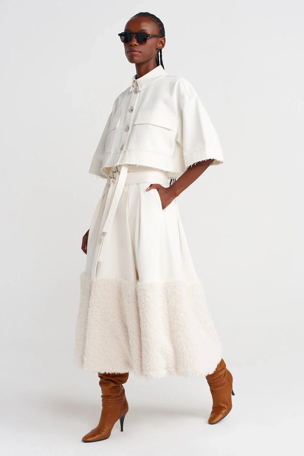 Nu Denim Crop Shirt Off White