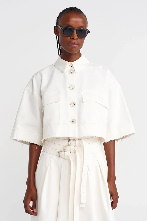 Nu Denim Crop Shirt Off White