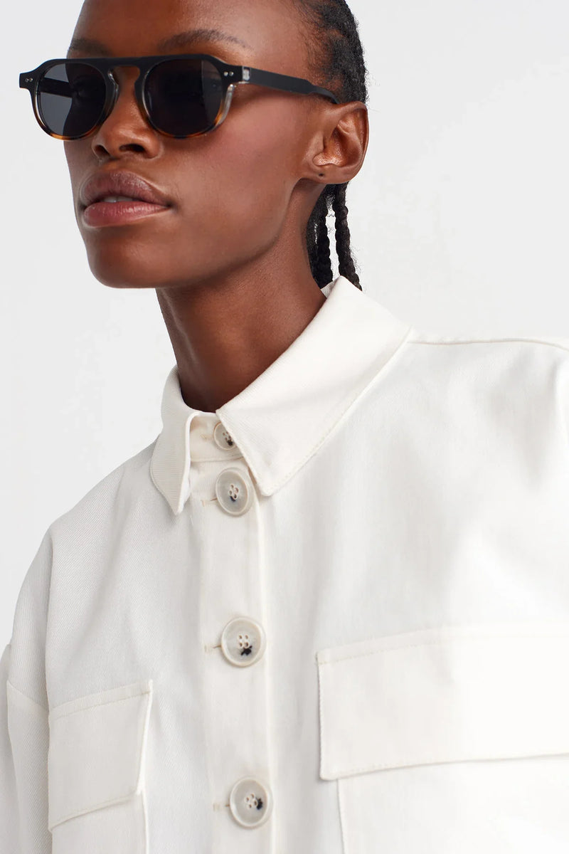 Nu Denim Crop Shirt Off White