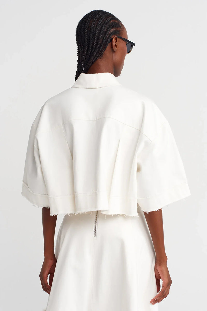 Nu Denim Crop Shirt Off White