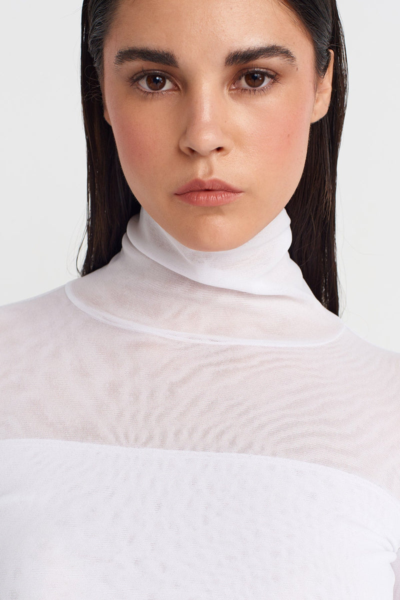 Nu Double Layer Tulle Bodysuit Off White