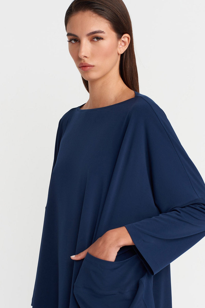 Nu Oversized Jersey Blouse Blue+Black