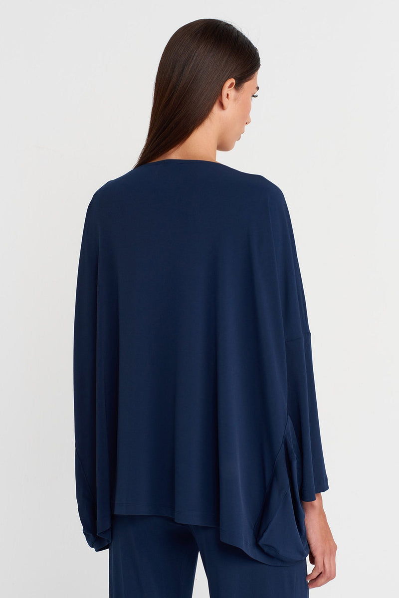 Nu Oversized Jersey Blouse Blue+Black