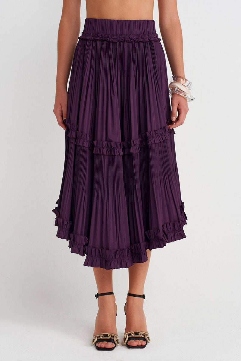 Nu High-Waisted Midi Taffeta Skirt  Violet