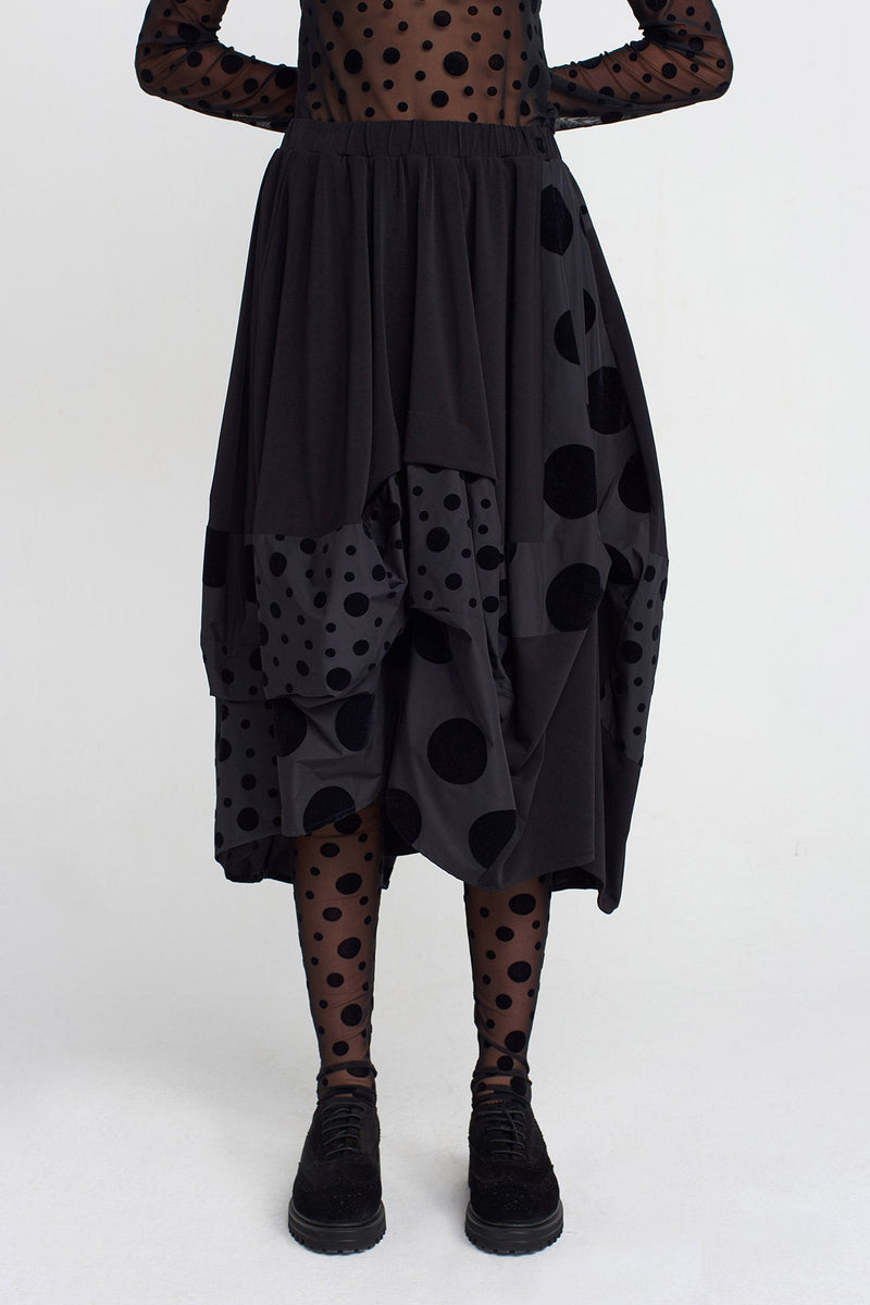 Nu Velvet Polka-Dot Jersey & Taffeta Skirt Multi Color
