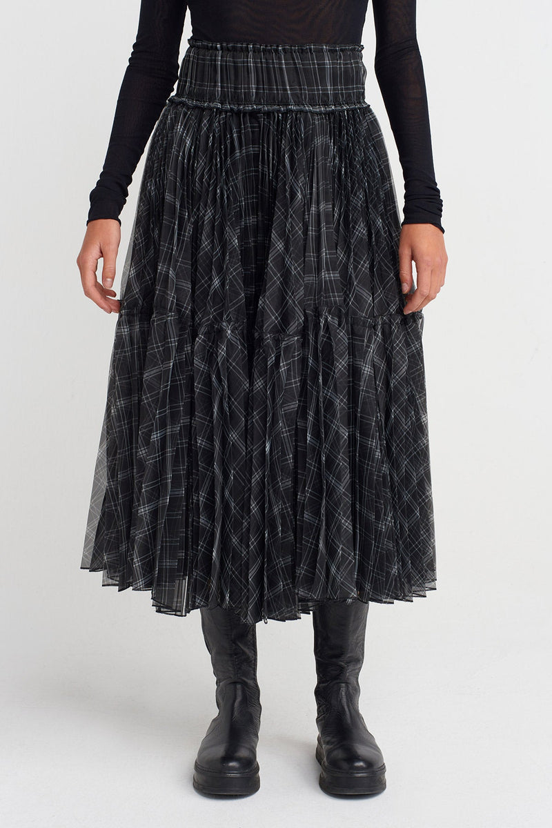 Nu Plaid Voluminous Tulle Skirt Grey/White