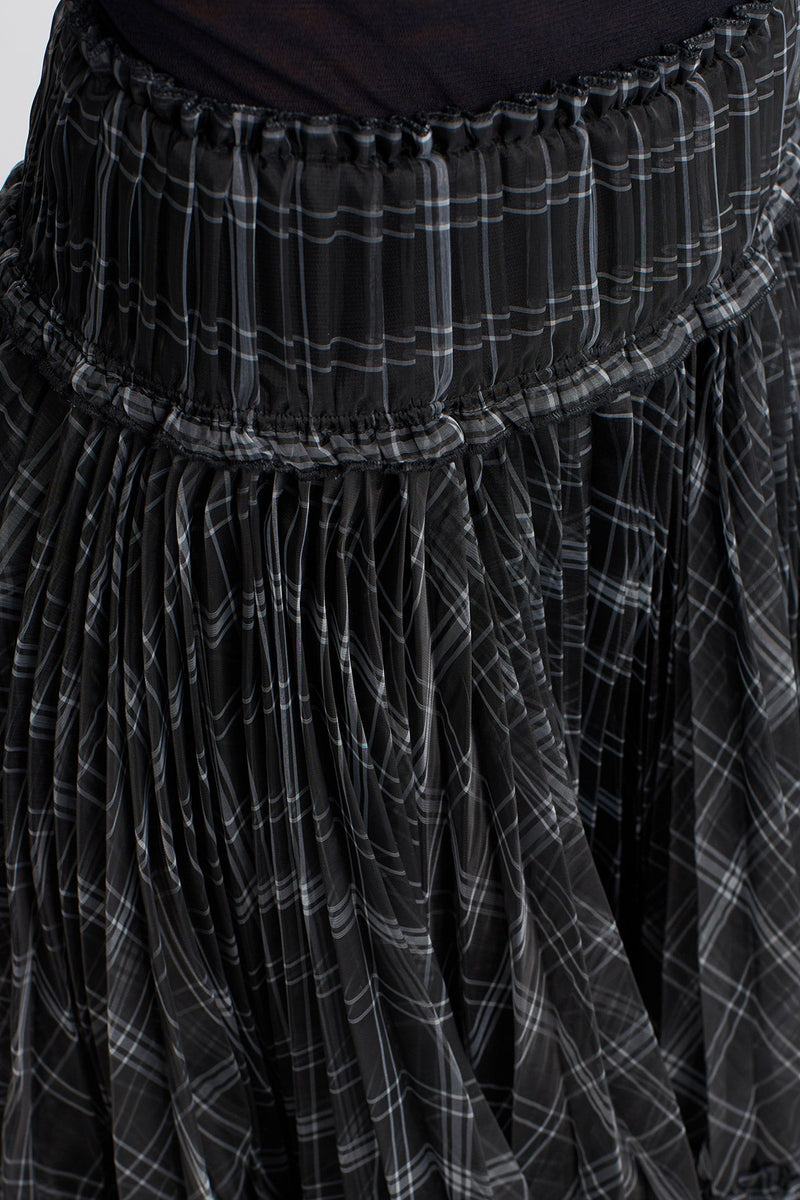 Nu Plaid Voluminous Tulle Skirt Grey/White