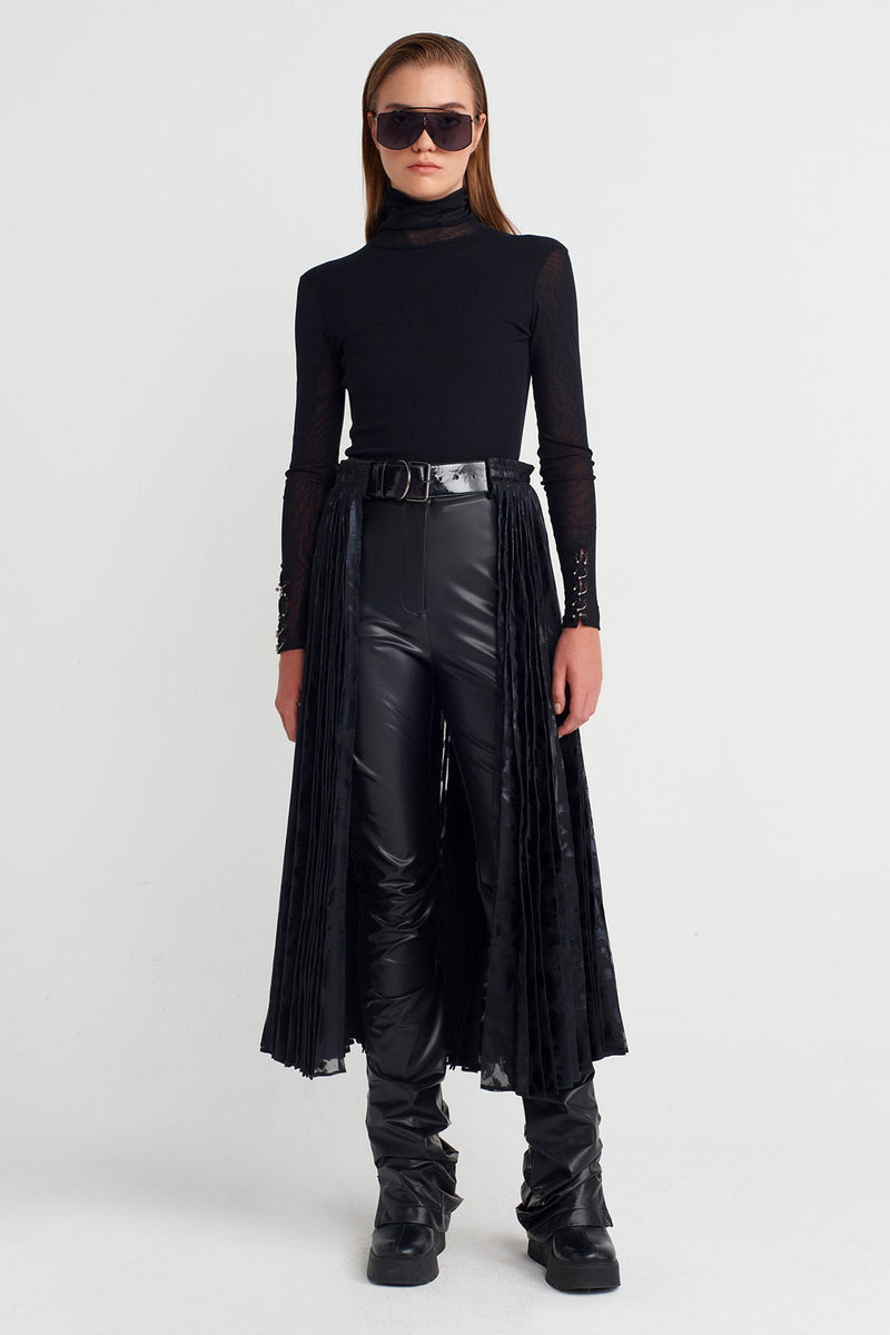 Nu Pleated Belt Skirt Black