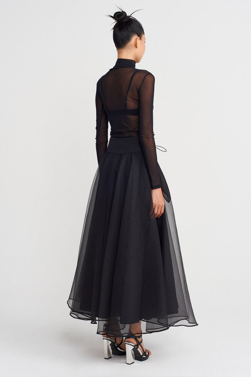 Nu High-Waisted Puffy Organza Skirt Black