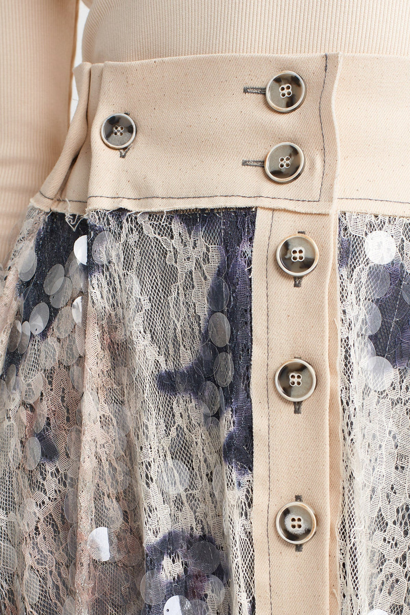 Nu Sequined Guipure Long Skirt Grey Melange
