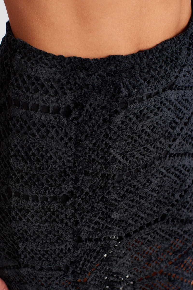 Nu Velvet Lace Maxi Skirt Black