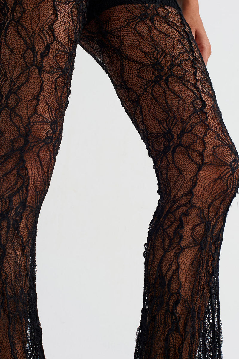 Nu Lace Flared Pants Black