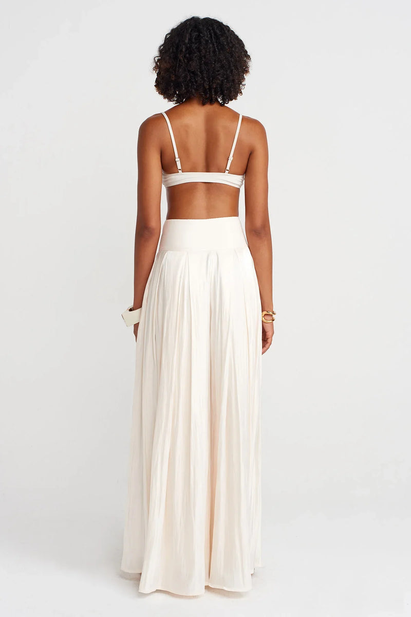 Nu Shiny Loose Trousers Ecru